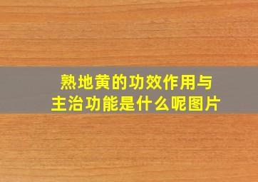 熟地黄的功效作用与主治功能是什么呢图片