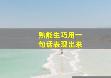 熟能生巧用一句话表现出来