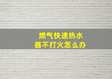 燃气快速热水器不打火怎么办