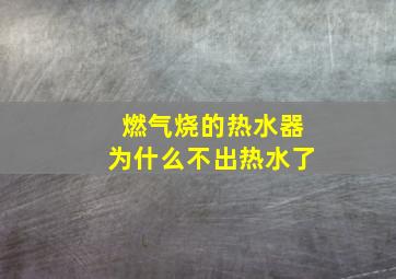 燃气烧的热水器为什么不出热水了