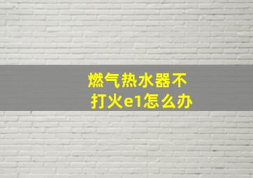 燃气热水器不打火e1怎么办