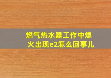 燃气热水器工作中熄火出现e2怎么回事儿