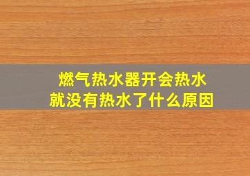 燃气热水器开会热水就没有热水了什么原因