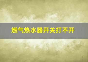 燃气热水器开关打不开