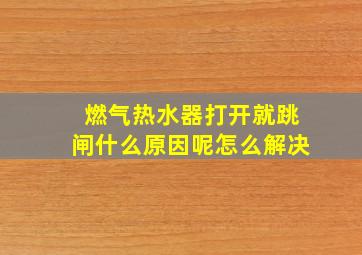 燃气热水器打开就跳闸什么原因呢怎么解决