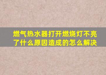 燃气热水器打开燃烧灯不亮了什么原因造成的怎么解决