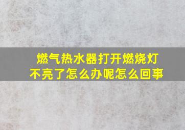 燃气热水器打开燃烧灯不亮了怎么办呢怎么回事