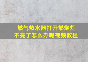 燃气热水器打开燃烧灯不亮了怎么办呢视频教程