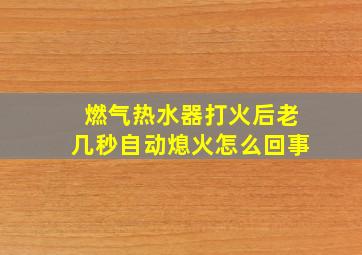 燃气热水器打火后老几秒自动熄火怎么回事