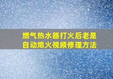 燃气热水器打火后老是自动熄火视频修理方法