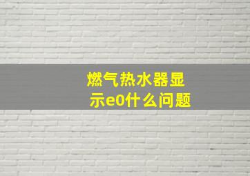 燃气热水器显示e0什么问题