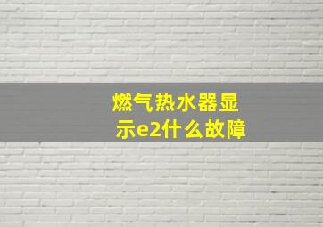 燃气热水器显示e2什么故障