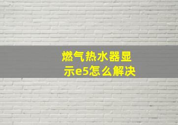 燃气热水器显示e5怎么解决