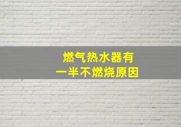 燃气热水器有一半不燃烧原因