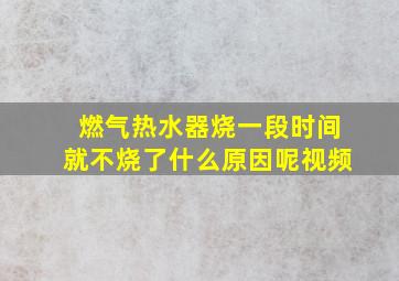 燃气热水器烧一段时间就不烧了什么原因呢视频