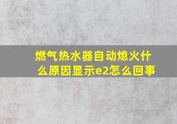 燃气热水器自动熄火什么原因显示e2怎么回事