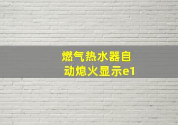 燃气热水器自动熄火显示e1