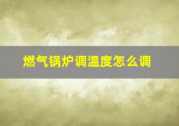 燃气锅炉调温度怎么调