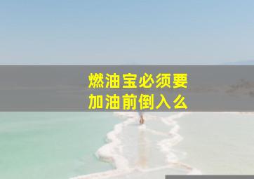 燃油宝必须要加油前倒入么