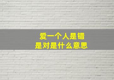 爱一个人是错是对是什么意思