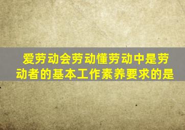 爱劳动会劳动懂劳动中是劳动者的基本工作素养要求的是