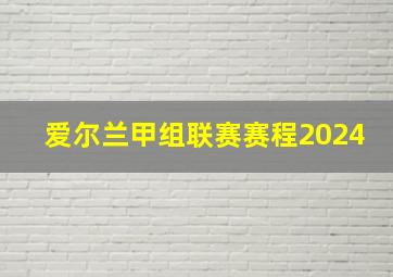 爱尔兰甲组联赛赛程2024