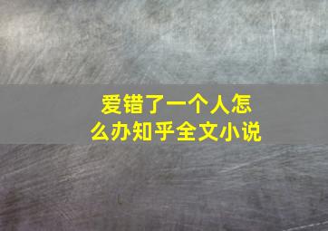 爱错了一个人怎么办知乎全文小说