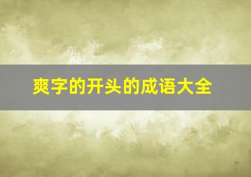 爽字的开头的成语大全