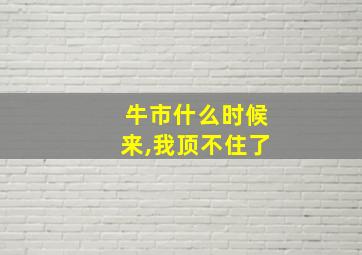 牛市什么时候来,我顶不住了