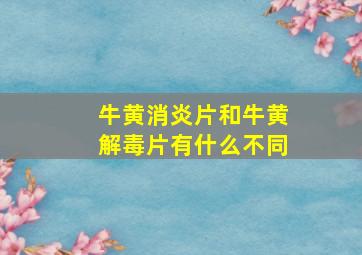 牛黄消炎片和牛黄解毒片有什么不同