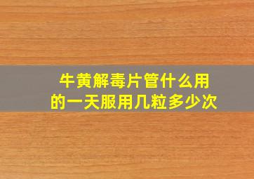 牛黄解毒片管什么用的一天服用几粒多少次