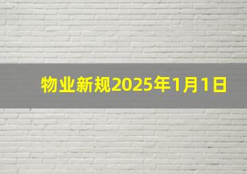 物业新规2025年1月1日