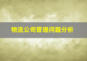 物流公司管理问题分析