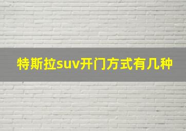 特斯拉suv开门方式有几种