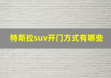 特斯拉suv开门方式有哪些