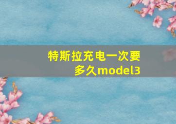 特斯拉充电一次要多久model3