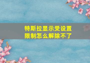 特斯拉显示受设置限制怎么解除不了