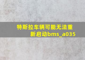 特斯拉车辆可能无法重新启动bms_a035