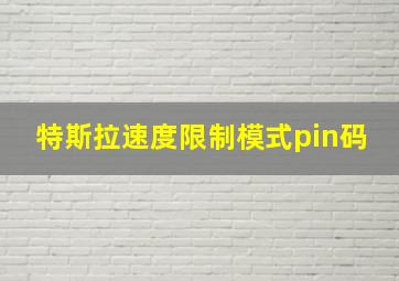 特斯拉速度限制模式pin码