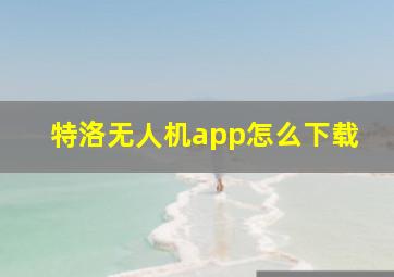 特洛无人机app怎么下载