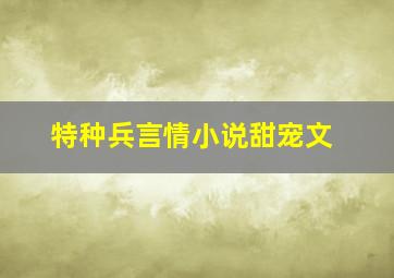 特种兵言情小说甜宠文