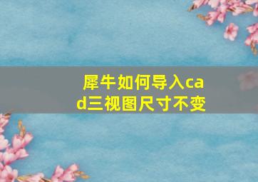 犀牛如何导入cad三视图尺寸不变