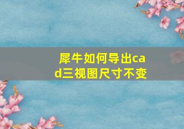 犀牛如何导出cad三视图尺寸不变