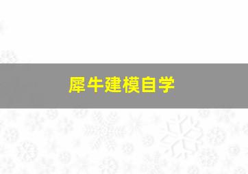 犀牛建模自学