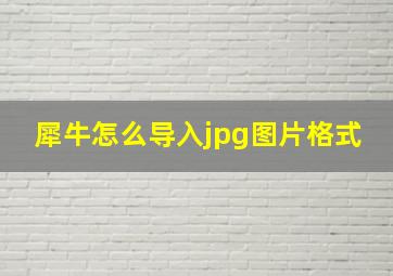 犀牛怎么导入jpg图片格式