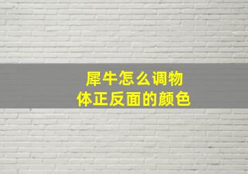 犀牛怎么调物体正反面的颜色