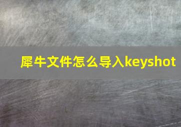 犀牛文件怎么导入keyshot