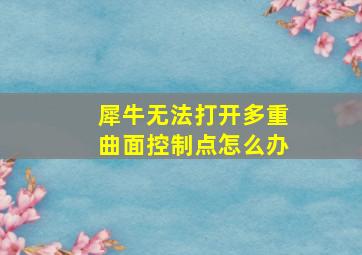 犀牛无法打开多重曲面控制点怎么办