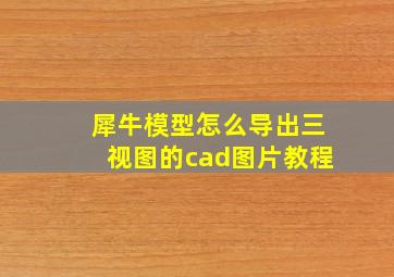 犀牛模型怎么导出三视图的cad图片教程