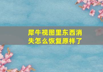 犀牛视图里东西消失怎么恢复原样了